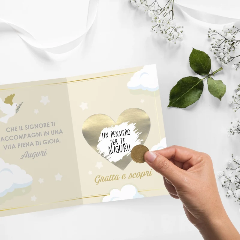 biglietto prima comunione beige