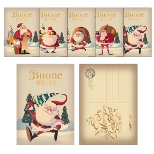 Cartoline Buon Natale Personalizzabili, x15 in Rilievo Oro