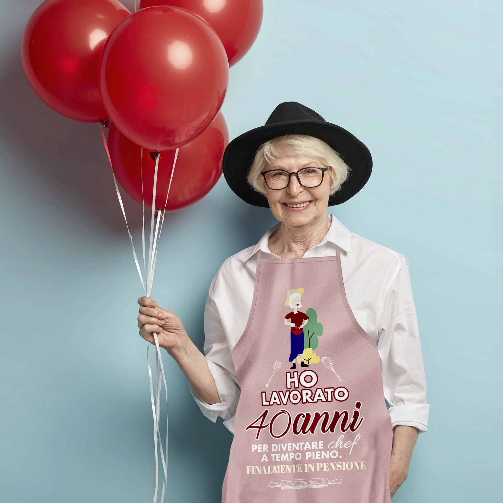 grembiule donna divertente - pensionata con palloncini