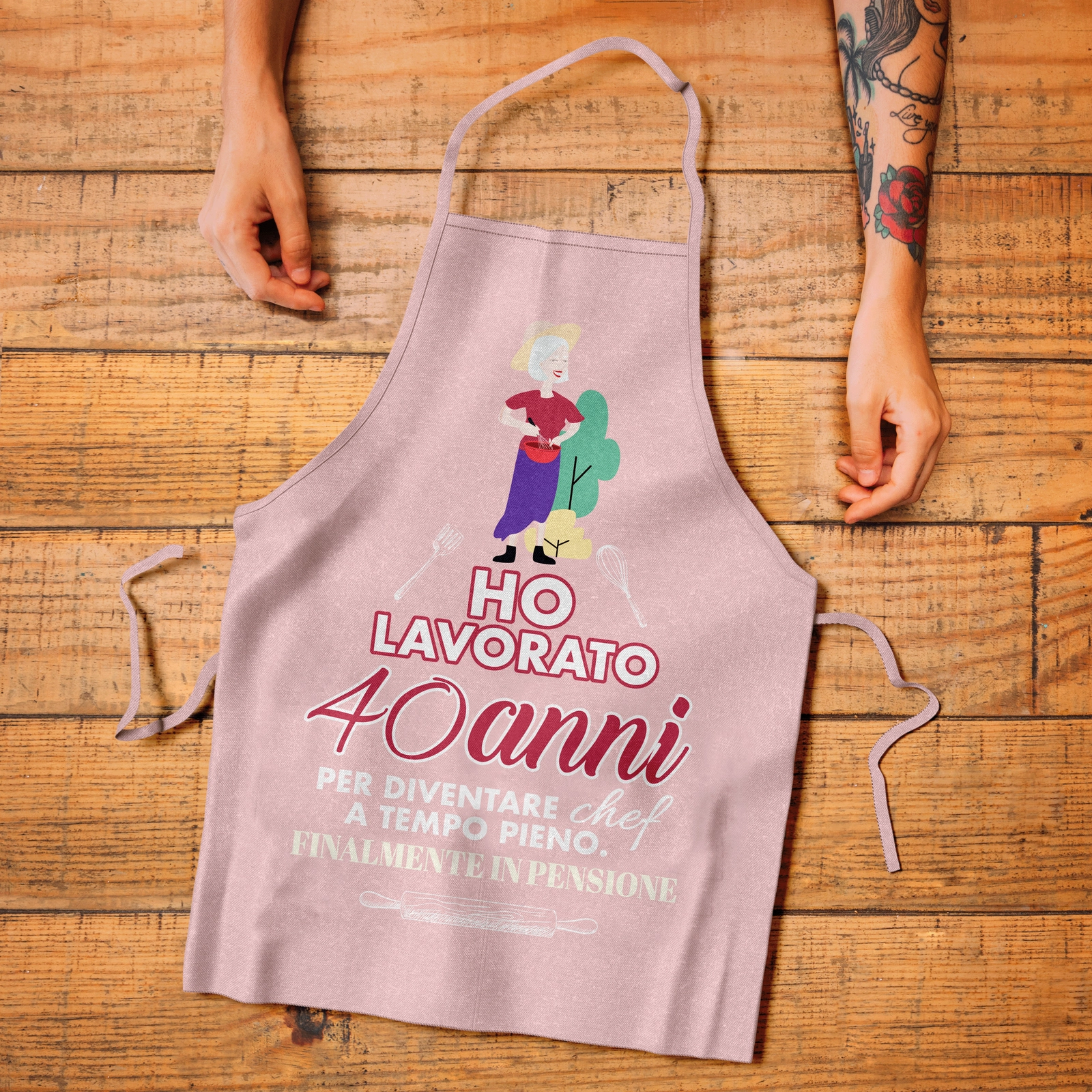 grembiule donna divertente - mani su tavolo