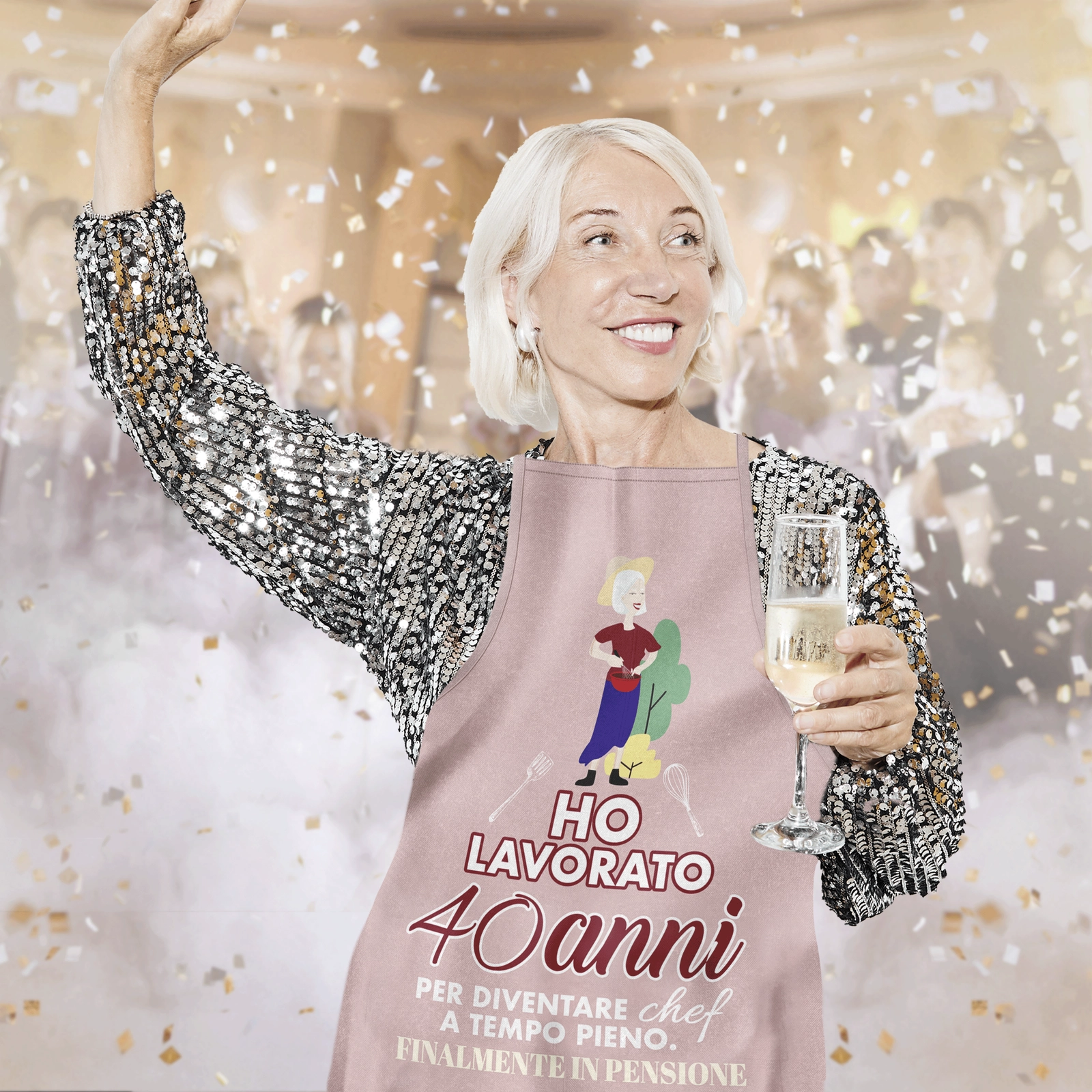 grembiule donna divertente - donna che festeggia